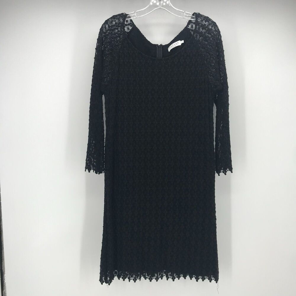 Velvet By Graham & Spencer Dress Womens Large Black Lace Shift Long Sleeve